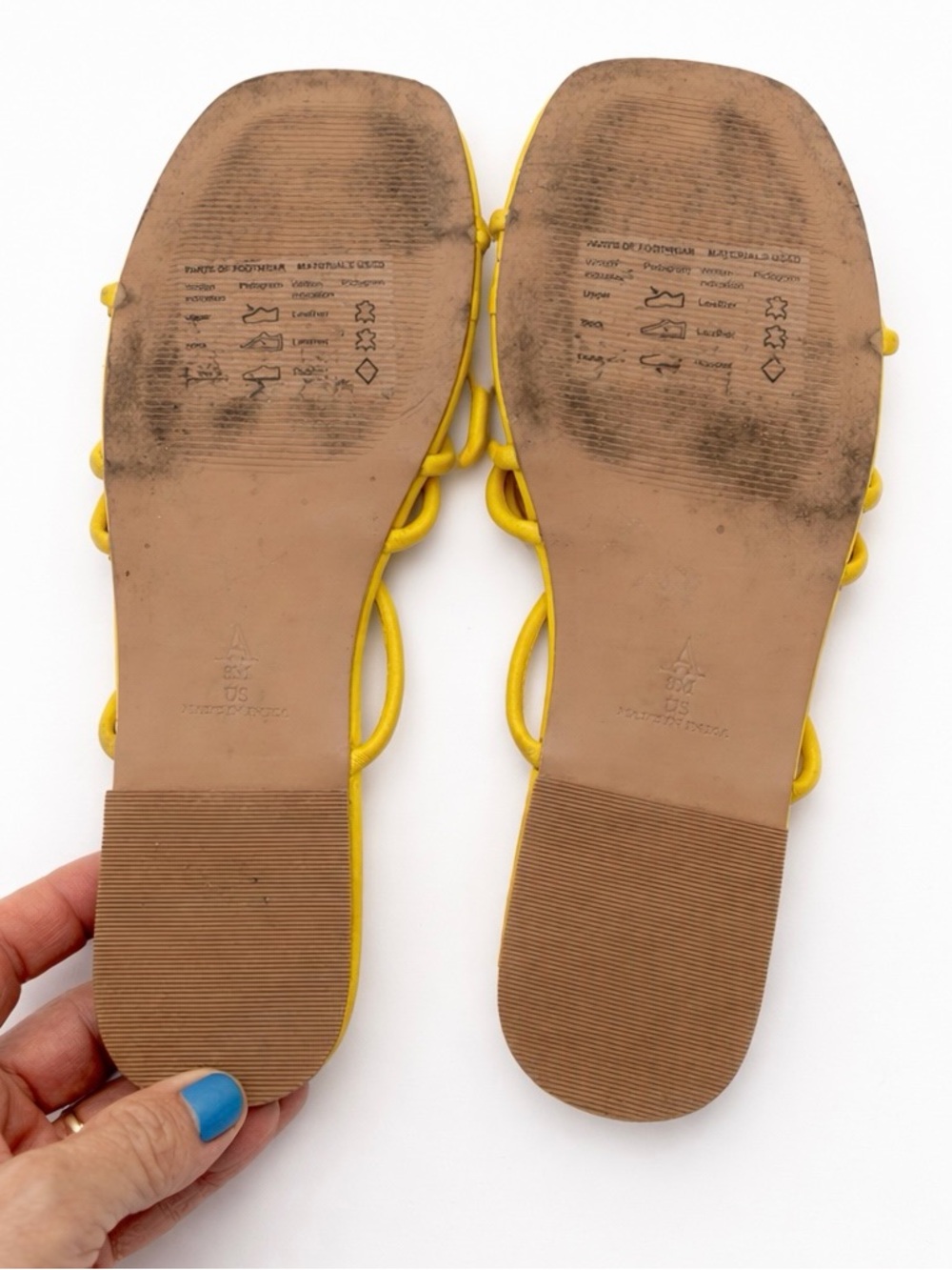 Maeve Strappy Flats Sandals Yellow size 8 spring summer slip on Anthropologie - Picture 3 of 6
